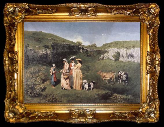 framed  Gustave Courbet young women from the Village, ta009-2